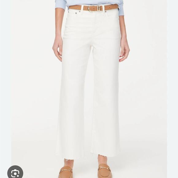 J. Crew NWT Women's Wide Leg Crop Jeans with All-Day Stretch White Sz 24P Petite - Picture 2 of 10